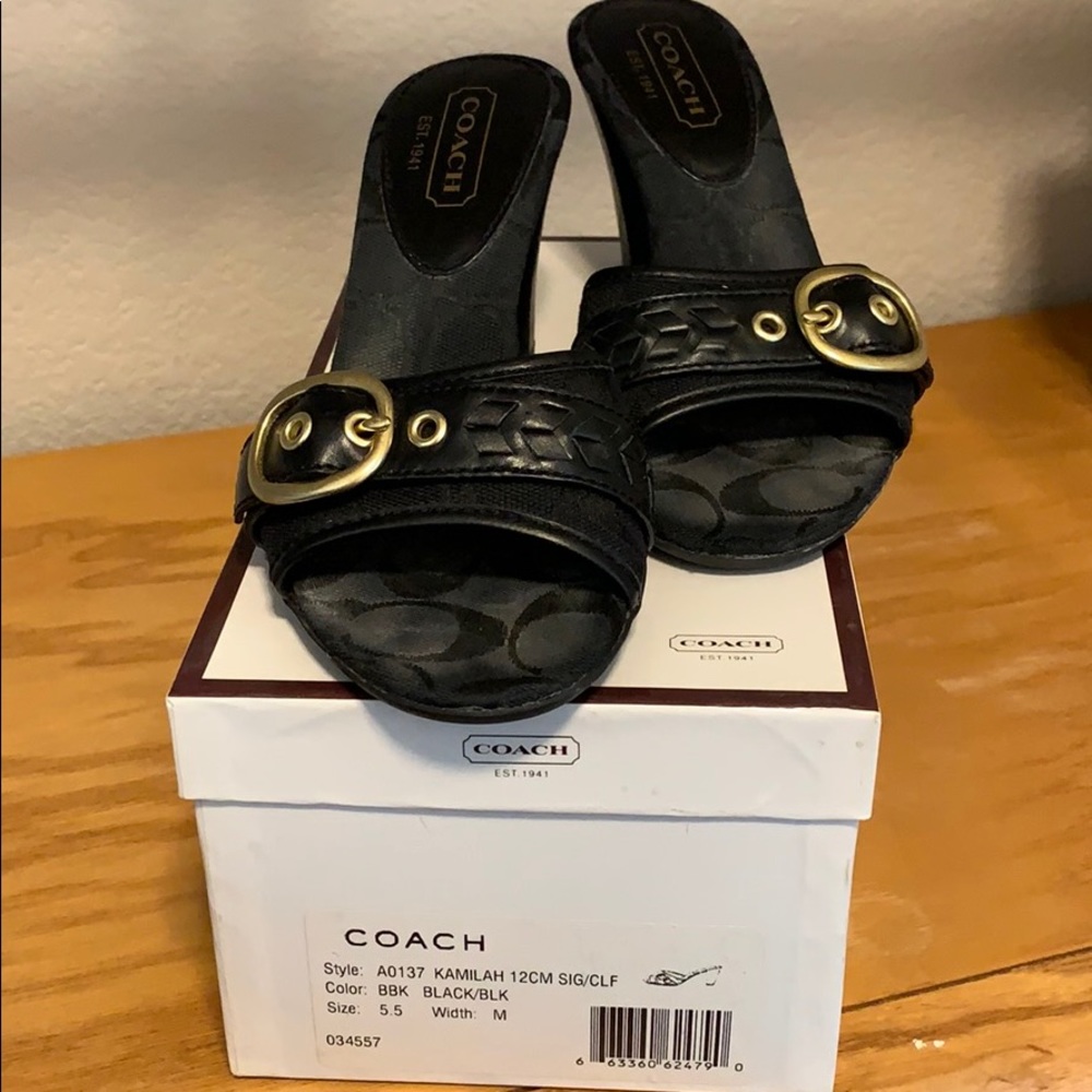 COACH- 5 1/2 black/black Kamilah Signature sandals
